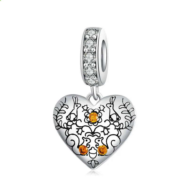 

Silver Heart Bead Pendant Charms Fit Women Beads Bracelets Jewelry Gift