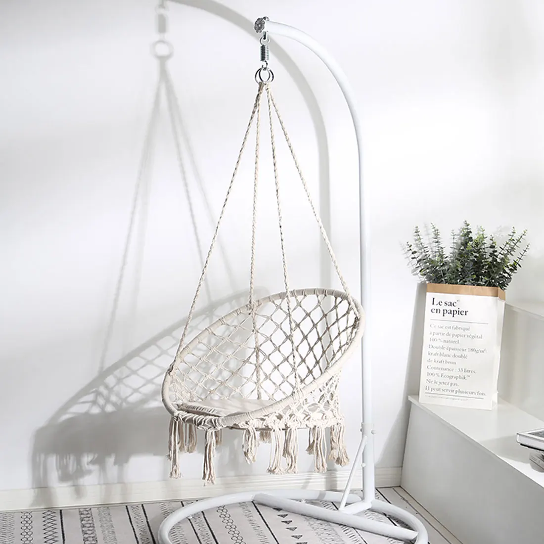 

Round Hammock Chair Outdoor Indoor Dormitory Bedroom Yard For Child Adult Swinging Hanging Single Safety Chair Hammock