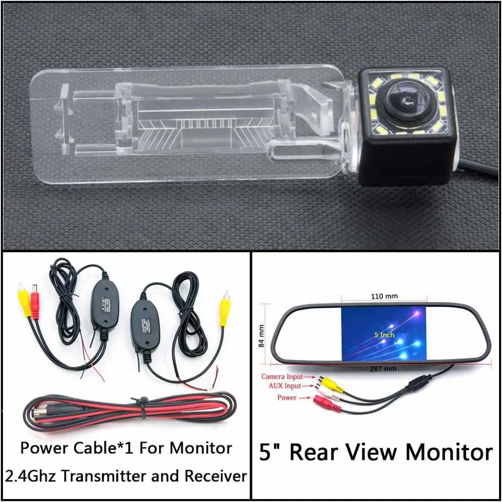 C Wireless 5 inch M 12 Светодиодный фонарь Автомобильная камера заднего вида для Smart Fortwo 451 Four/Smart ED автомобильная парковочная Водонепроницаемая резервная камера ночного видения - Название цвета: C Wireless 5 inch M