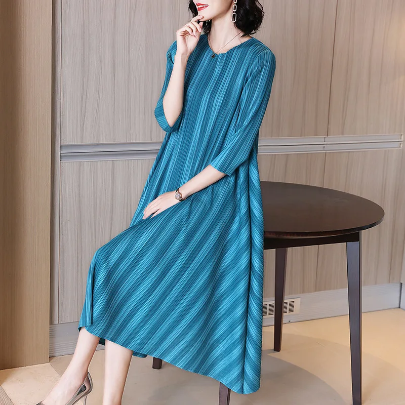 

VANOVICH Striped Fashion Women Dress Summer and Spring Dress 2021 New Pluz Size Round Collar Women Clothing