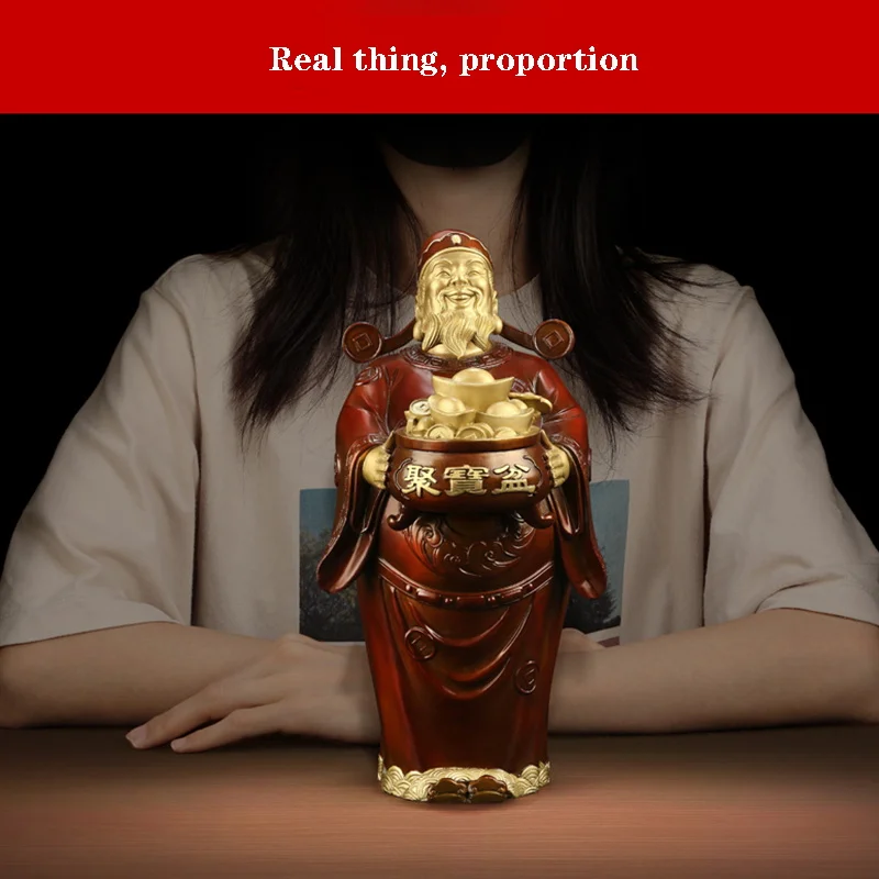 

Латунная статуя бога богатства, китайские украшения для удачи в виде корневища, высококлассная статуя для дома, гостиной, офиса, 26 см