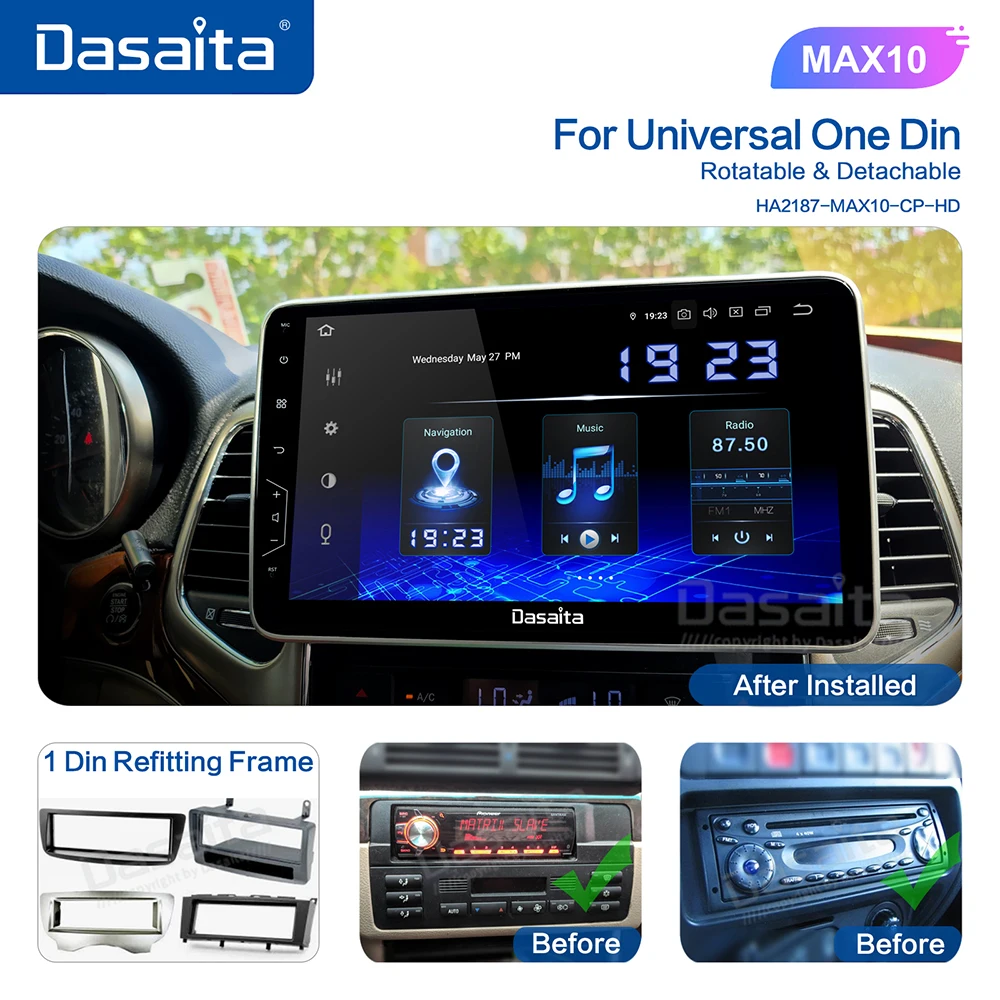 

Dasaita 1 Din Android 10.0 TDA7850 10.2" IPS Universal Car Radio Nissan Toyota Auto Stereo GPS Navigation Carplay 4G 64GB BT 5.0