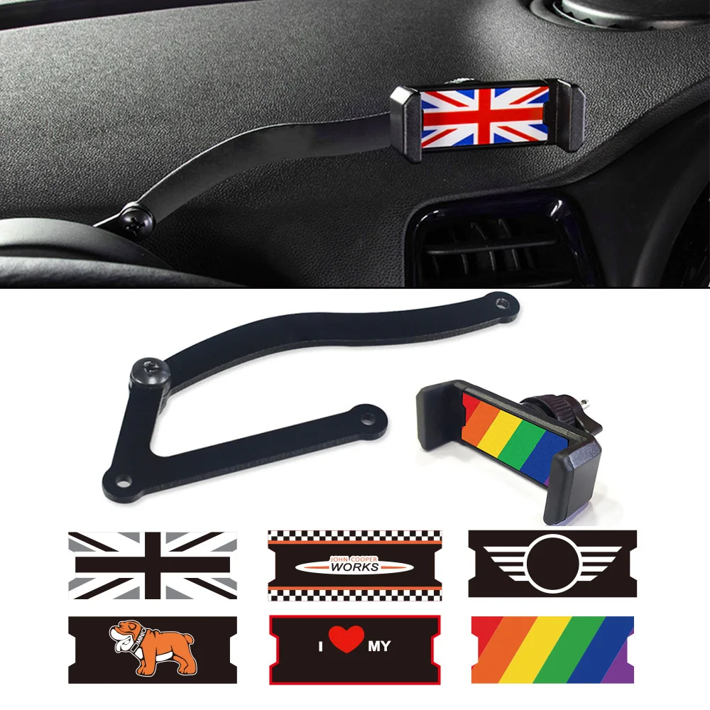 

Safe Car All-in-one Portable Aluminum Alloy Mobile Phone Holder GPS Mount Holder Radle Rotatable Clip For Mini F54 F55 F56 F57 F