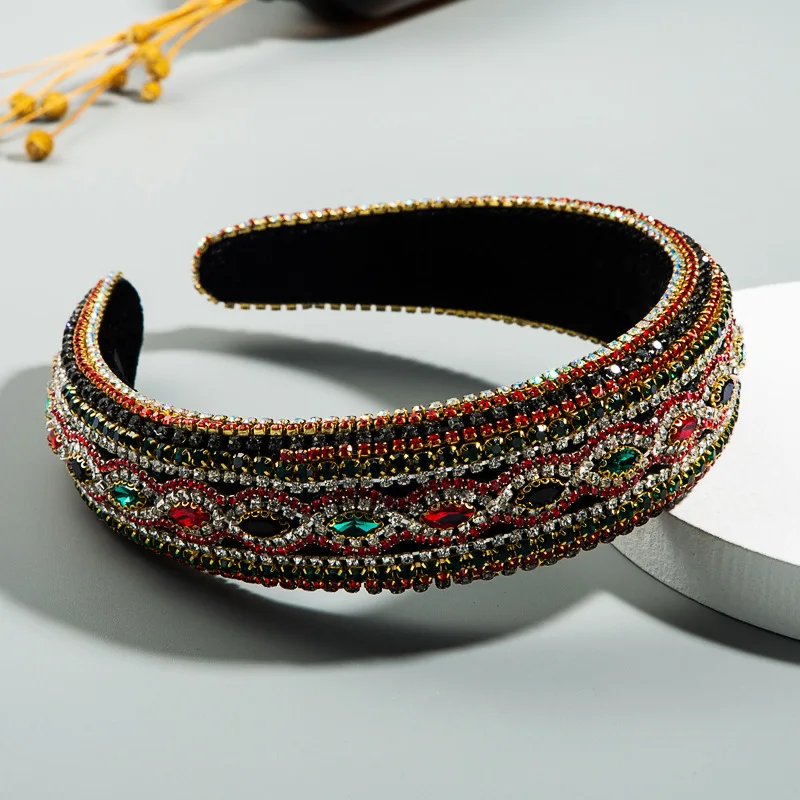 Повязка на голову женская широкая с мягкой подкладкой в стиле барокко |