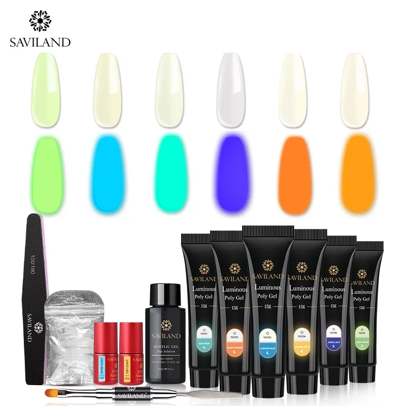 Набор для наращивания ногтей Saviland 15 мл цветной УФ Гель лак ногтей|Комплекты и