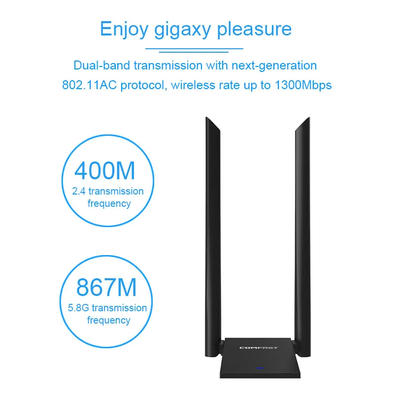 Usb Wi Fi адаптер Basix 5 8 ГГц 1300 Мбит/с USB 3 0 беспроводной двухдиапазонный 2 4 + 802.11AC с