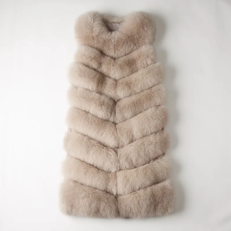

Vest winter splicing fox Long style Faux women's autumn and Fur fur thickened Warm Large coat