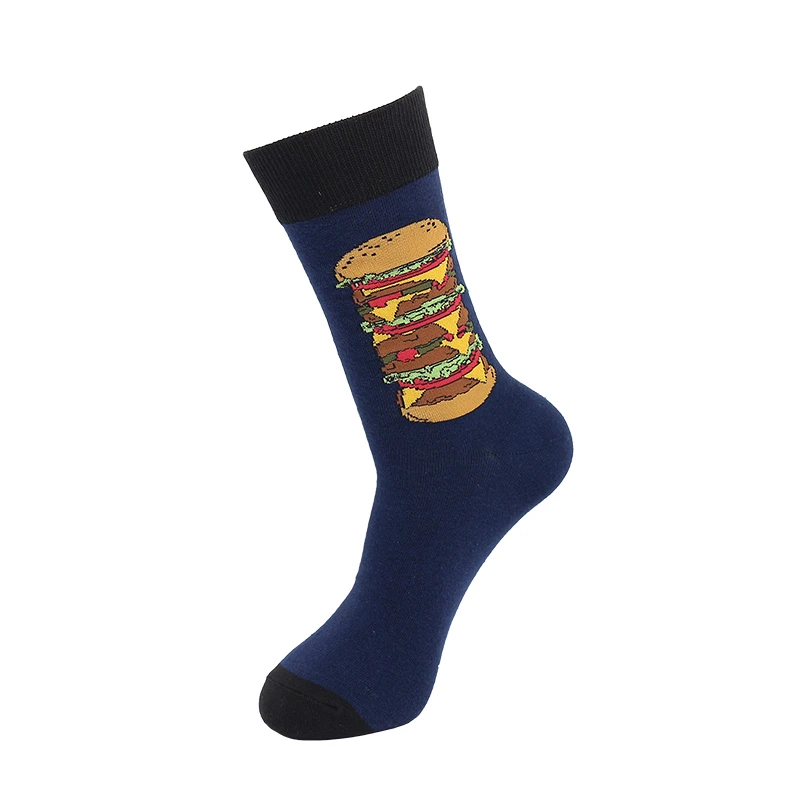 Забавные мужские носки с изображением ракеты гамбургера камеры хлопковые