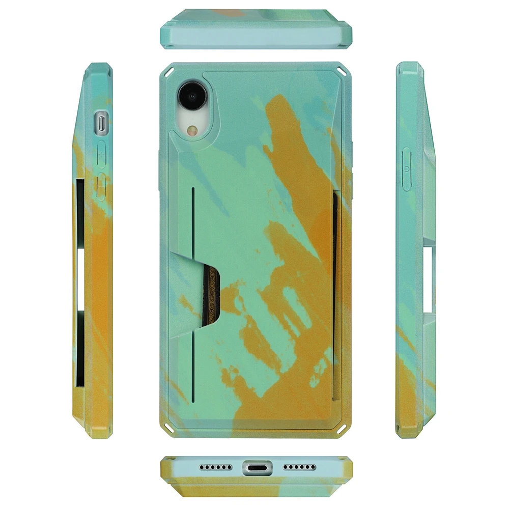 

Card Slot Stand Wallet Watercolor Phone Case for iPhone 12 Mini 12 SE2 XS Max XR X 7 8 Plus 11 12 Pro Max Luxury Gradient Cover