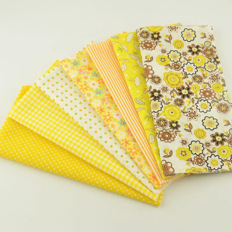 Booksew Telas пэчворк Algodon 7 шт простая хлопковая ткань Tissu Fat Quarters пачка желтого цвета