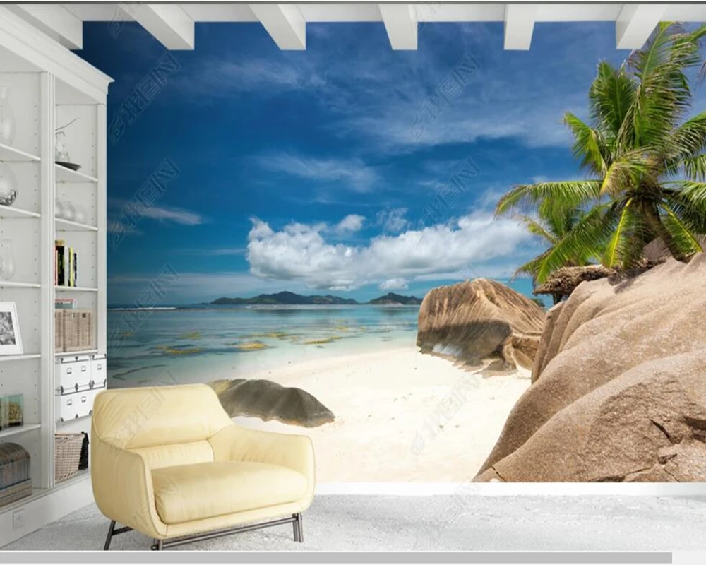 

Papel de parede Beach island seascape natural landscape 3d wallpaper mural,living room tv wall bedroom wall papers home decor
