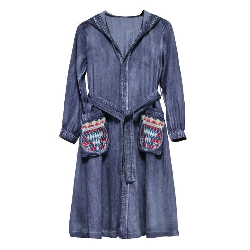 Женская одежда Новинка осени 2019 стильная ковбойская куртка с капюшоном