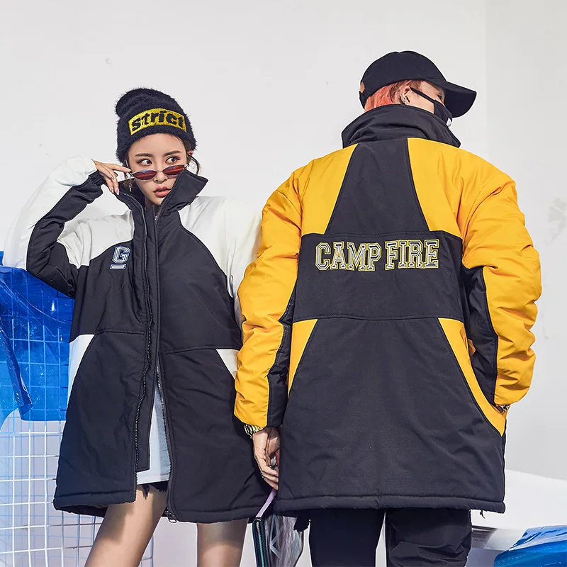 Зимняя куртка для мужчин парка с цветным блоком Толстая Теплая мужская и женская