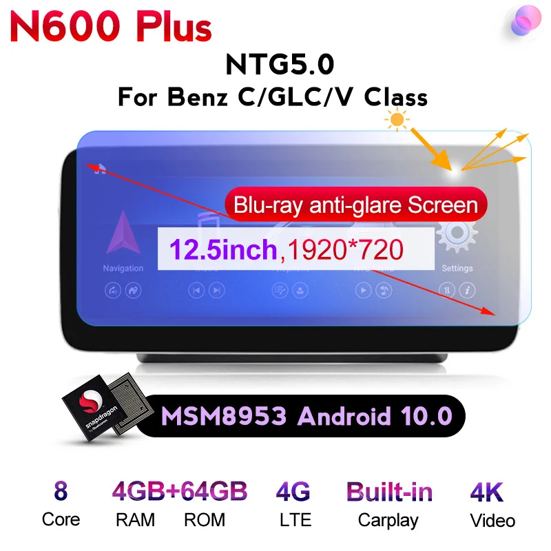 Автомобильный dvd-плеер 4 Гб + 64 ГБ 12 5 дюймов Android 10 для Mercedes benz C Class W205/GLC class 2014-2018 NTG 0
