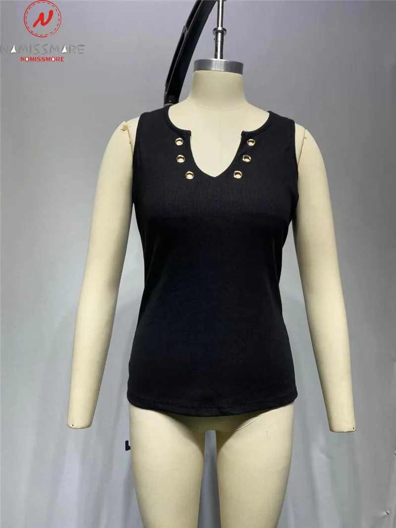 Майка женская однотонная с V-образным вырезом пикантный облегающий пуловер со