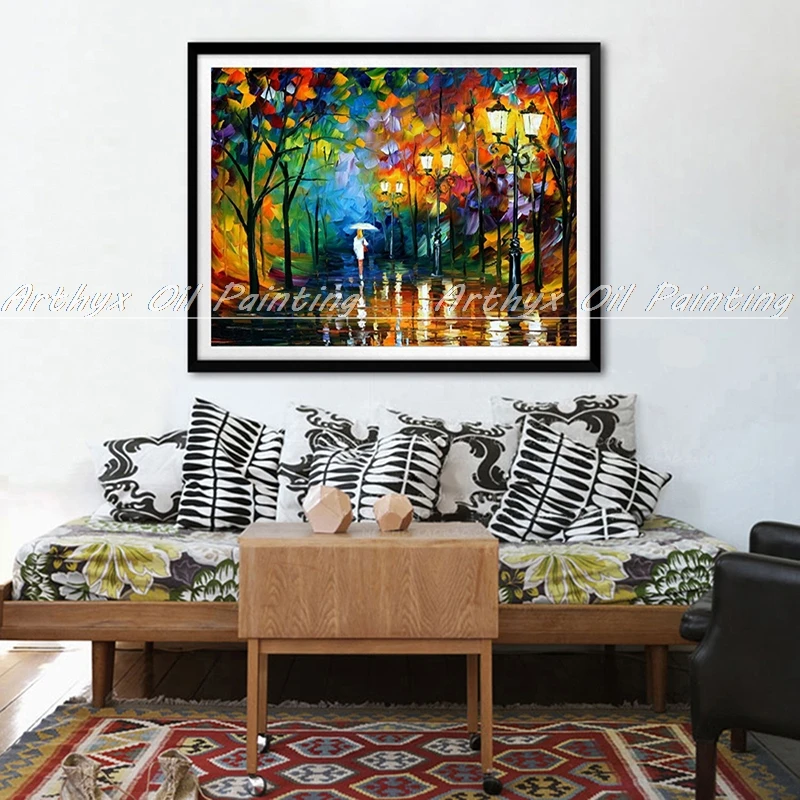 Ручная краска пейзаж масляные картины палитра нож толстая яркий цвет