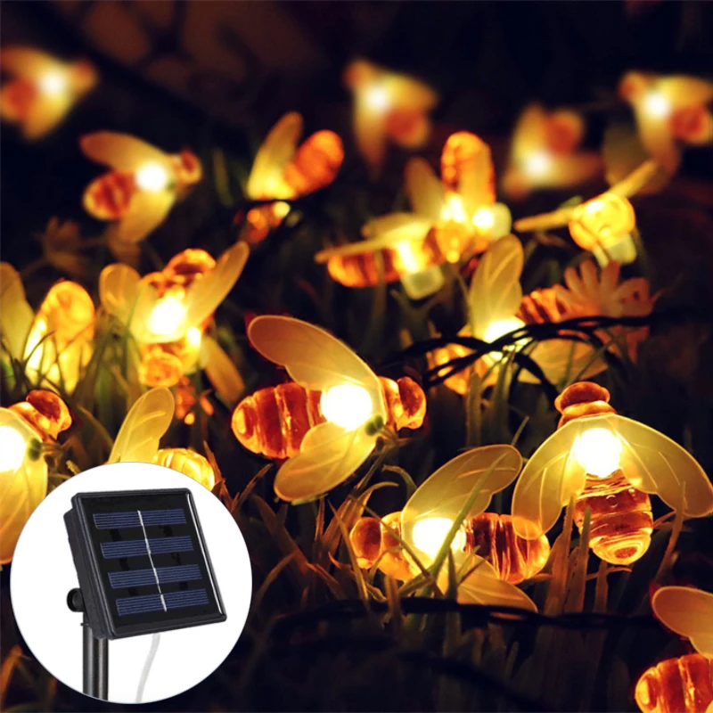 

Solar LED String Lights Outdoor Garden Lights Courtyard Decoration Waterproof 8 Modes Little Bee LED Lights For Home Patio