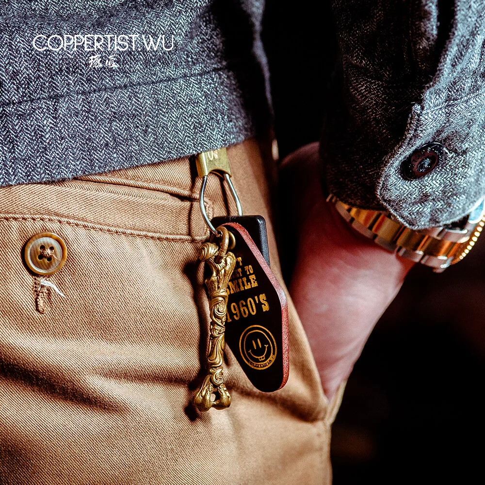COPPERTIST.WU брелок с узором в виде костей подвески металлический ручной работы для