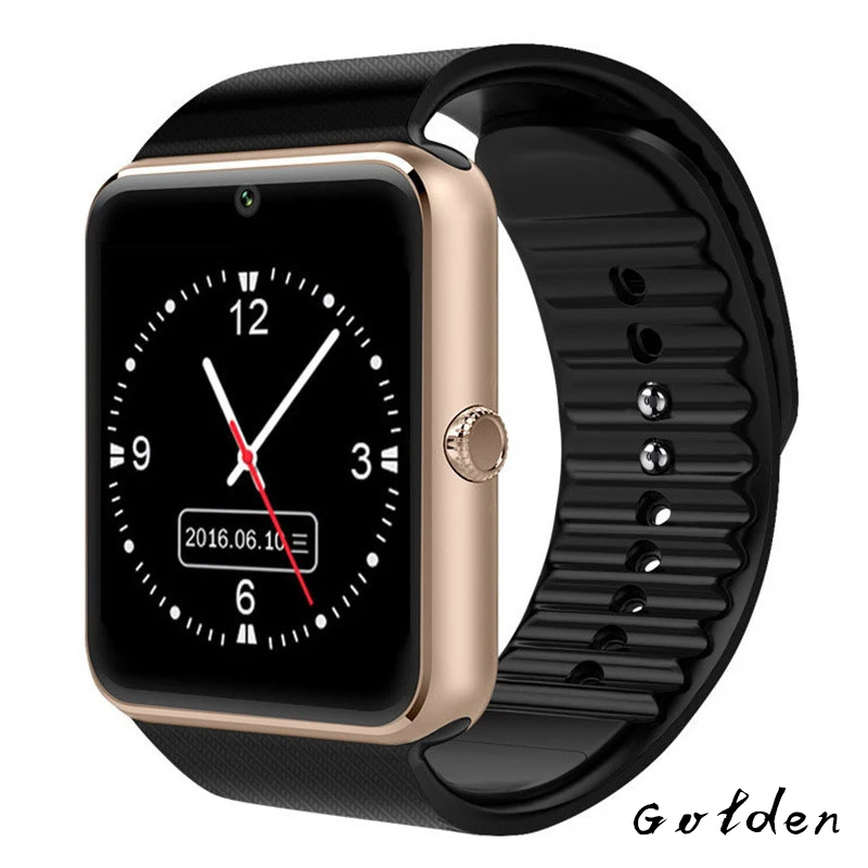 gold GT08 Смарт часы Smartwatch Android телефон для iPhone Reloj Inteligente фитнес поддержка средства для отслеживания Sim TF карта камера мужская мода - Цвет: gold