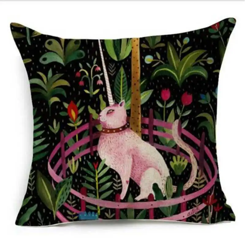 

Linen Case Cartton Cotton Animal Cover Pillow Home Throw Cushion Decor