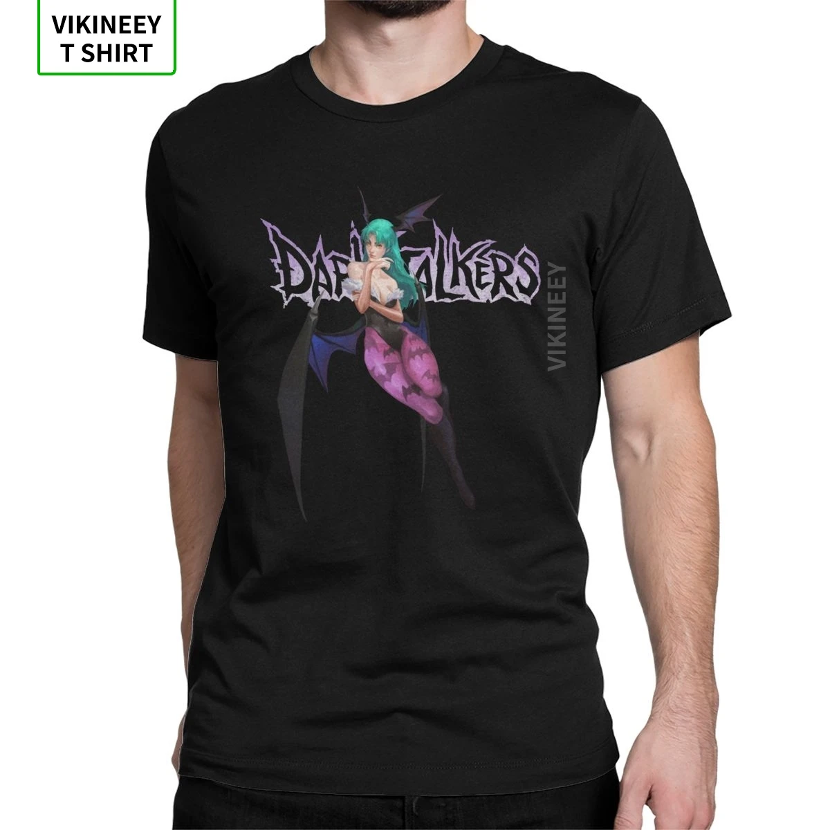 Мужская футболка Morrigan Aensland Darkstalkers аниме игры вампира в стиле 80 х с коротким
