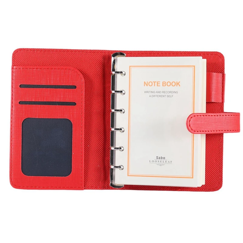 

2 Pcs Modern Design A7 Personal Organiser Planner PU Leather Cover Diary Notebook, Red & Blue