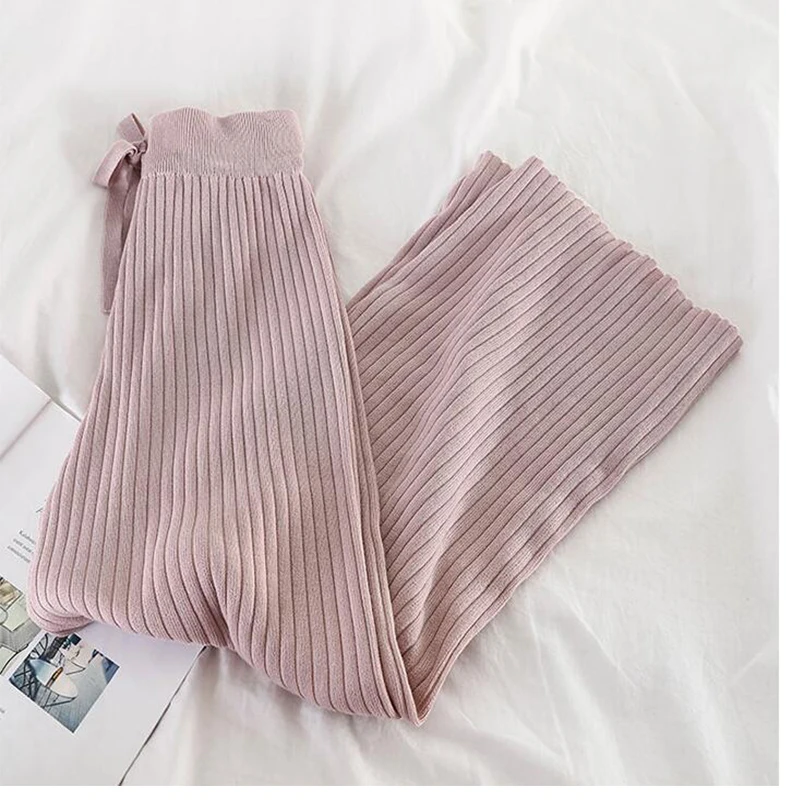 Трикотажные широкие брюки новинка 2019 Теплые универсальные модные осенне-зимние