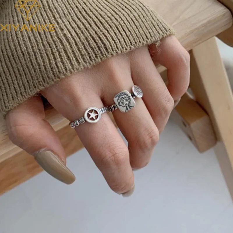 Женские вечерние кольца XIYANIKE креативные геометрические из стерлингового