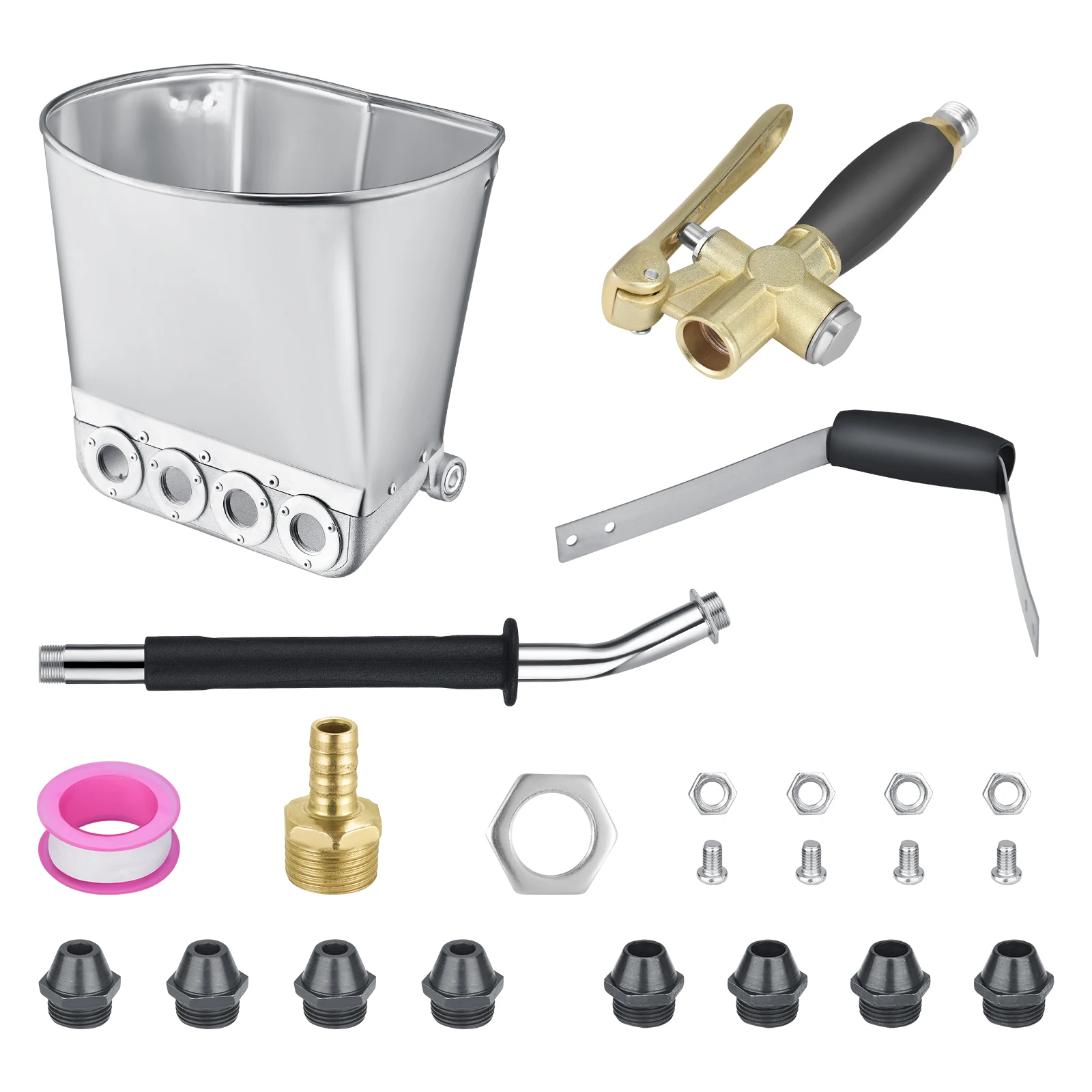 Cement Mortar Spray Gun Hopper With 8 Metal Nozzles 4 Jet Plaster Concrete Sprayer For Walls And Ceilings | Инструменты