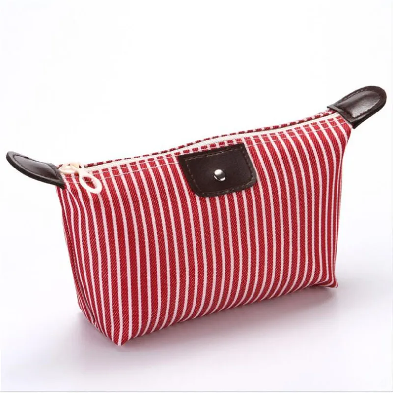 Waterproof Solid Striped Makeup Bag Soft Portable Korean Version Bags Small Fresh Cute Simple Wash Cosmetic | Багаж и сумки