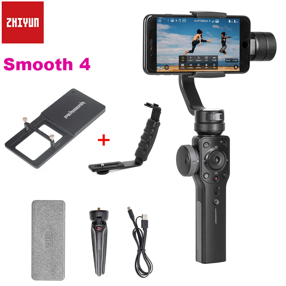 Zhiyun Smooth 4 Карманный 3-осевой зумом ручной карданный стабилизатор для iPhone X 8P 8 samsung S9 S8 huawei P20 Xiaomi 6