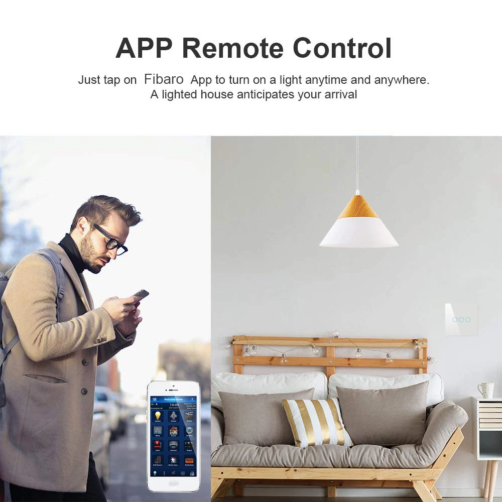 Z wave Plus, настенный светильник, выключатель для домашней автоматизации, сенсорный выключатель, умный светильник с дистанционным управлением, совместимый с Zwave серии 300 и 500