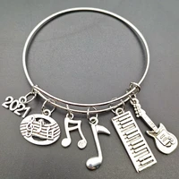 musical note guitar alloy accessories music set of silver bracelet letter pop jewelry for music lovers