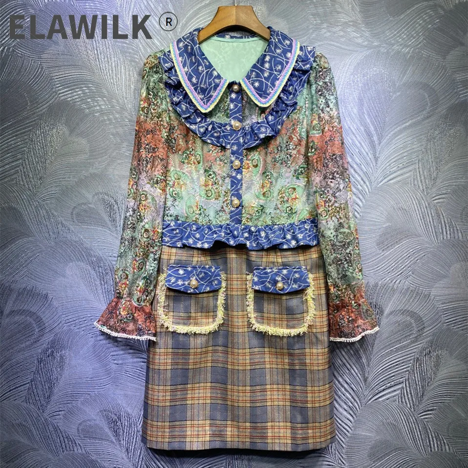 

Женское платье с длинным рукавом, кружевное платье в стиле пэчворк, весна 2021