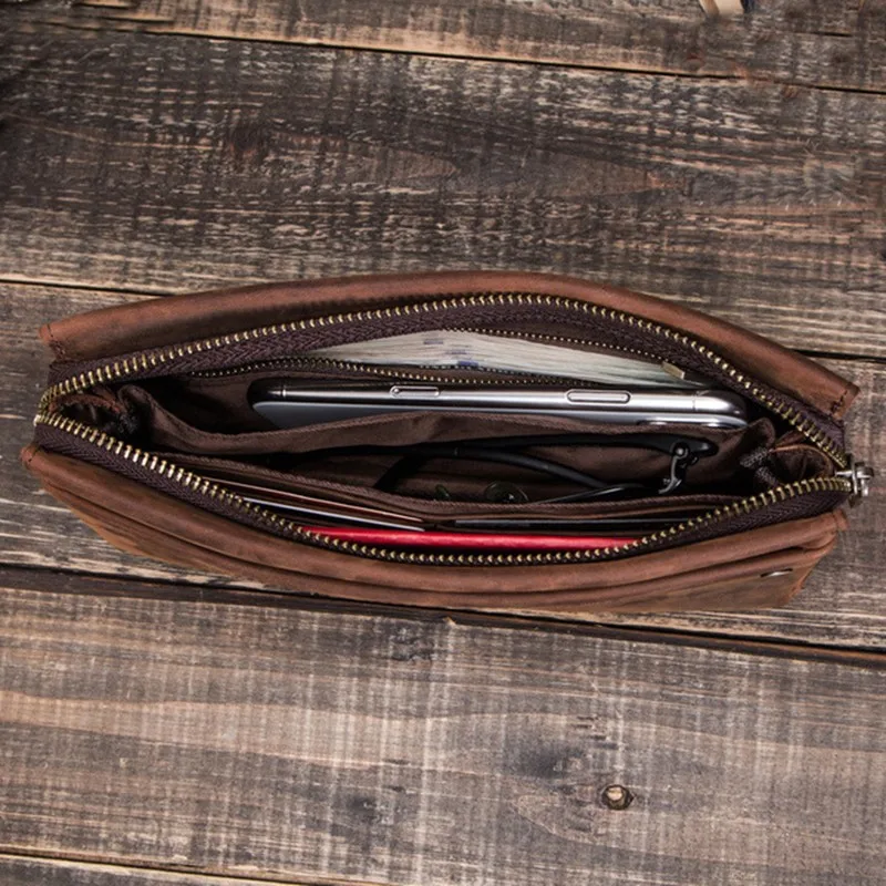 

Men Cosmetic Bag Genuine Leather Fashion Male Makeup Travel Case Hand-held Make Up Wash Clutch Bags For Man Organizer Pouch Gift