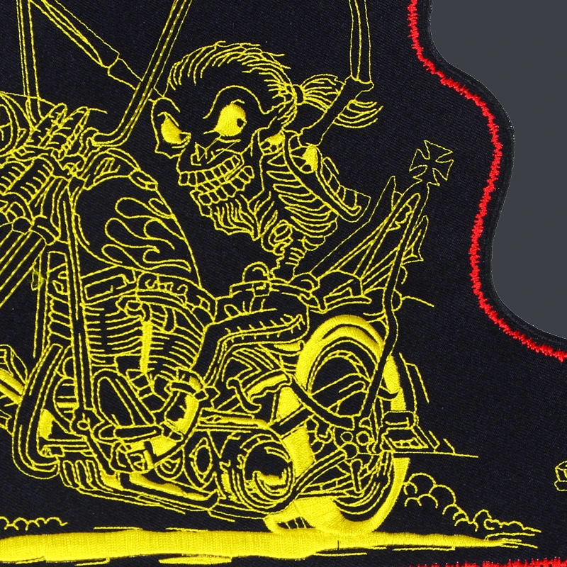 Огромная бездорожья череп 13 дюймов большие вышитые нашивки для куртки жилет езды