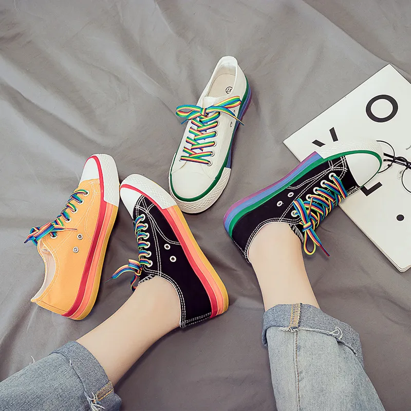 

Color Sneakers Women Canvas Shoes Woman Flats Fashion Lace Up Womans Shoe Black Sneaker Woman Walking Shoes Casual Women
