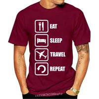 design interesting mens t shirt eat sleep travel repeat flying plane styled world 3d printed top quality tee shirt short sl