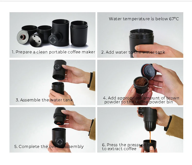 

Mini Portable Coffee Machine Pressure Espresso Manual Handheld Espresso Coffee Maker For Car Travel Camping Hiking Home Office