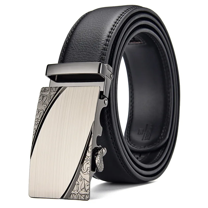New Trend Men's Belt High Quality Luxury Design Black Leather Brand Golf Business Travel Automatic Buckle Leather Men's Belt