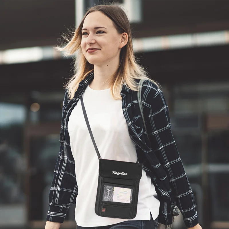 Дорожная прозрачная нейлоновая сумка на шею для паспорта многофункциональный