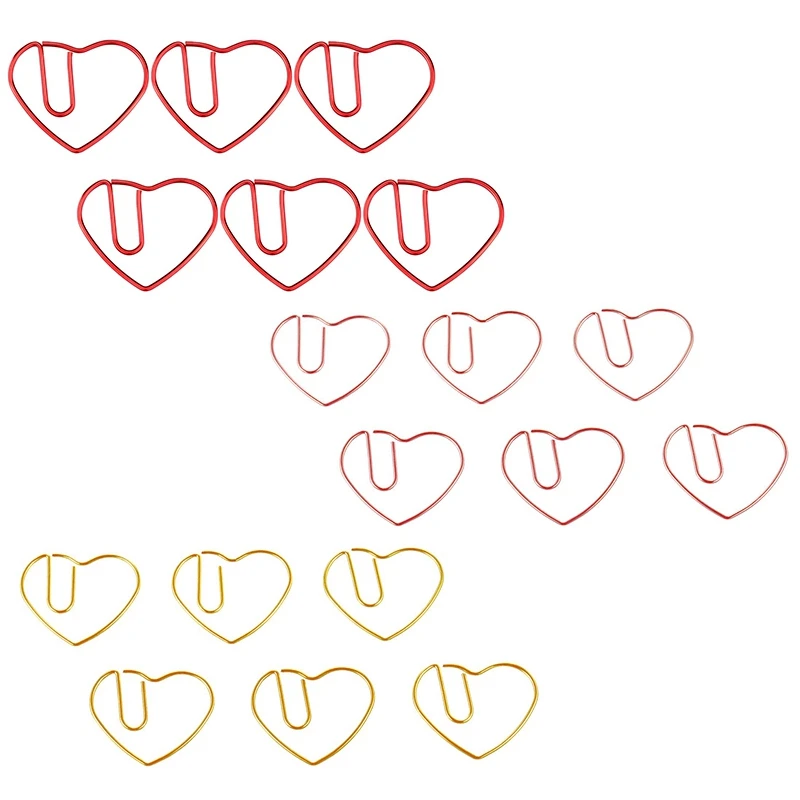 

100 Pieces Love Heart Shaped Small Paper Clips Bookmark Clips for Office School Home Metal Paper Clips