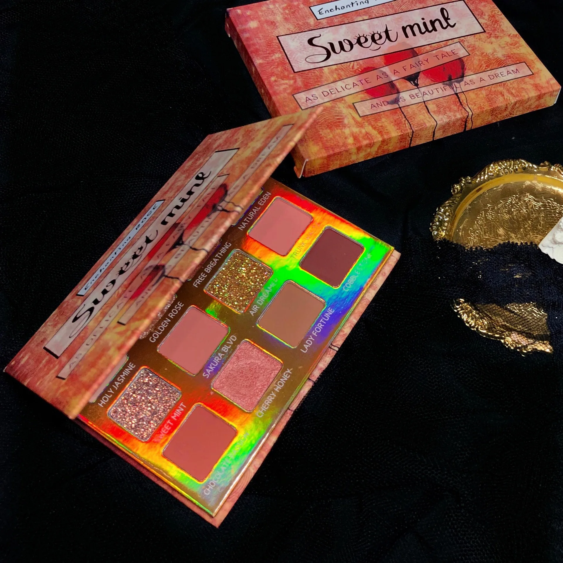 Профессиональная цветная палитра теней для век макияжа 12 цветов теплые розовые