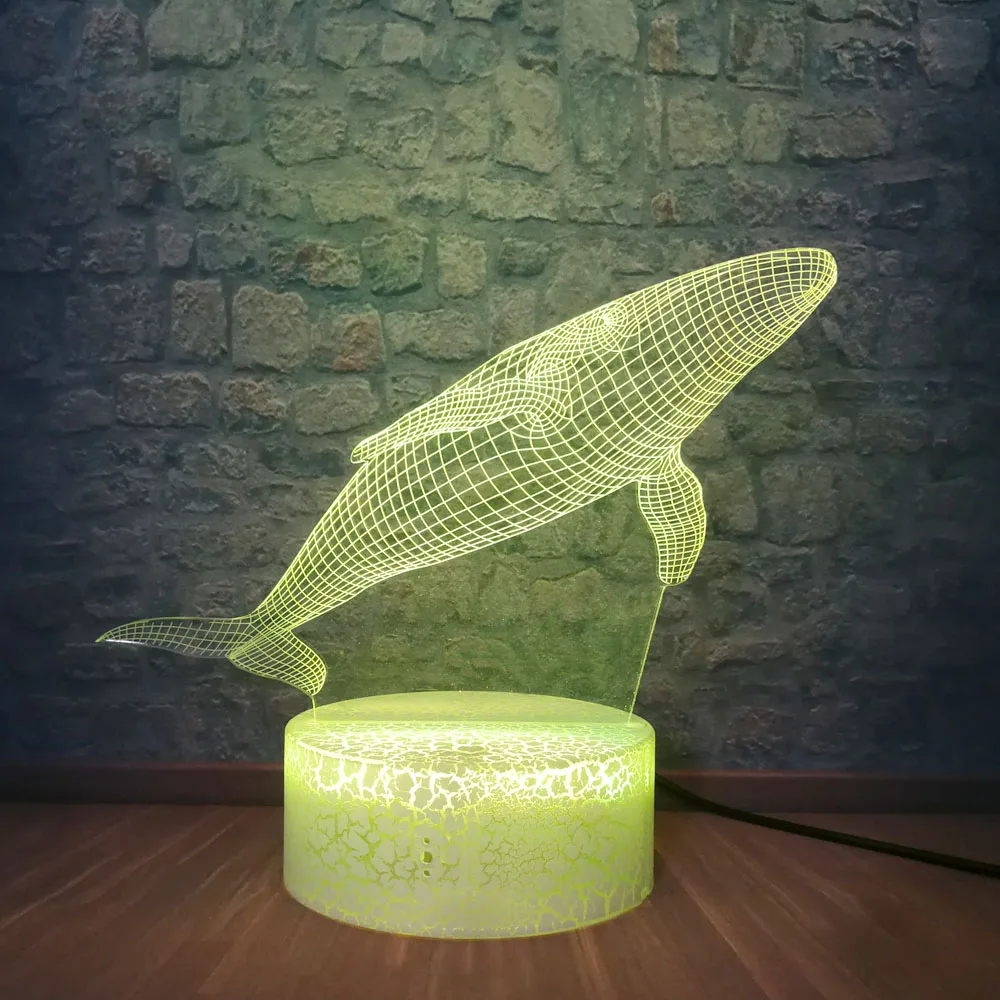 3D Акула Ночной светильник оптический иллюзионный Настольный лампа настроения 7