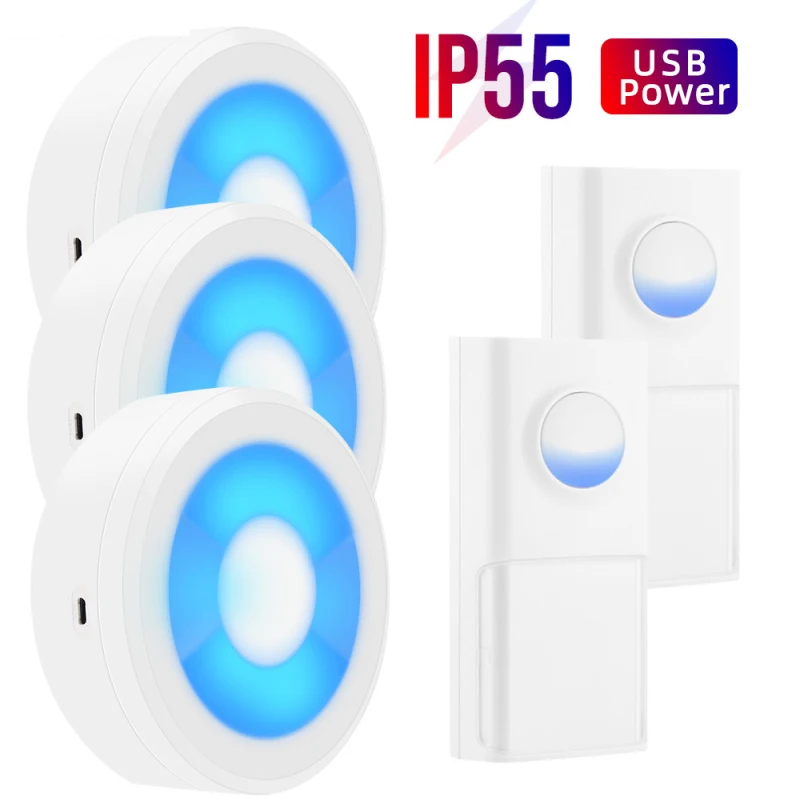 

Wireless Bell Set Smart Doorbell IP55 Waterproof Without Plug Household USB Powered Chime Call 433MHZ LED Night Light Home