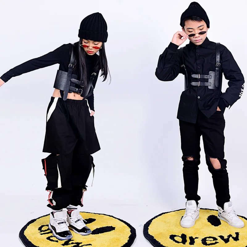 Детская одежда в стиле хип-хоп костюмы топов и брюк для уличных танцев мальчиков