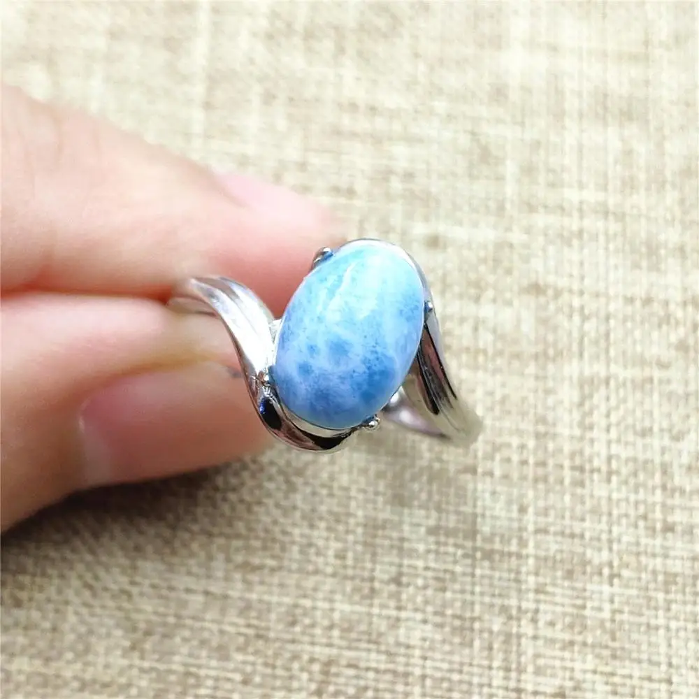 Лучшее натуральное голубое кольцо с ларимаром из стерлингового серебра 925 пробы