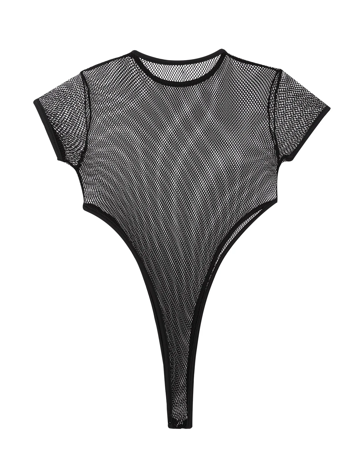 Женское сетчатый купальник боди нижнее белье прозрачное трико с короткими