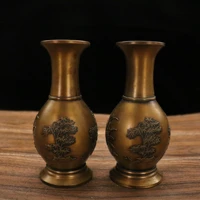 7chinese folk collection old bronze plum orchid bamboo four seasons flower vase a pair office ornaments town house exorcism