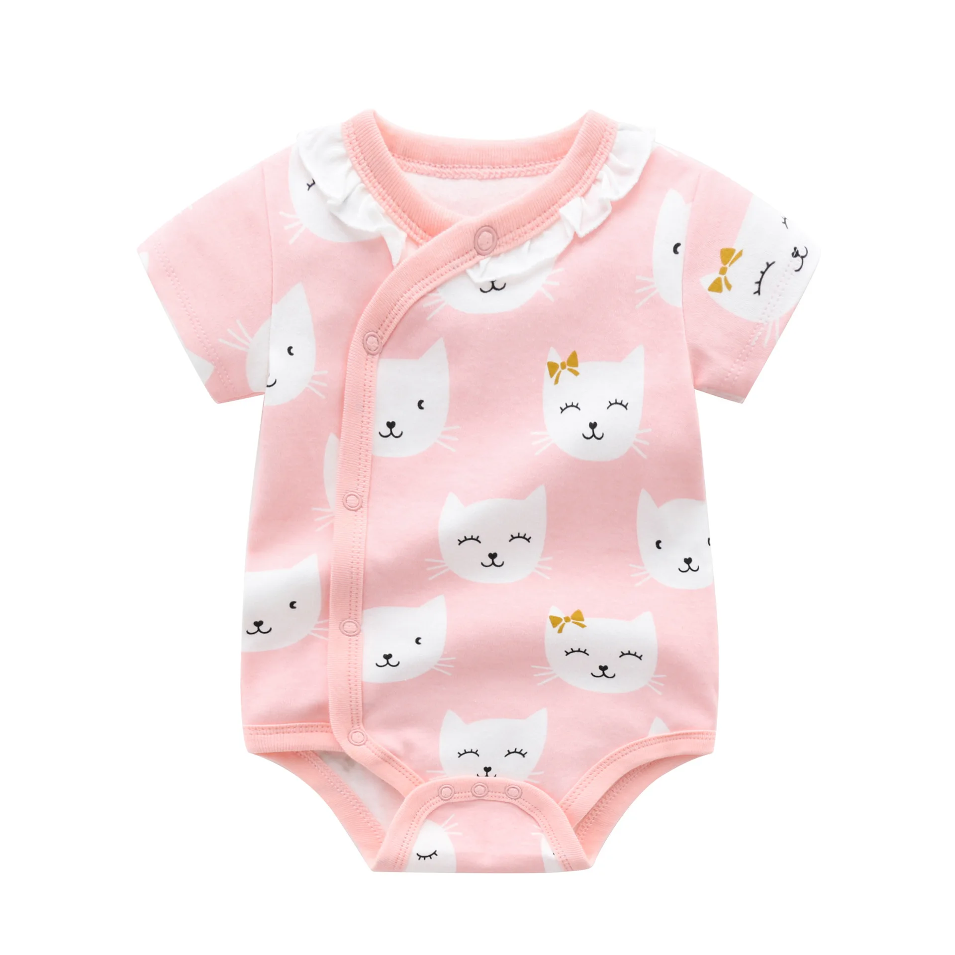 

Cute Newborn Baby Unsiex Bodysuits Summer Short Sleeves Infant Kids Boys Girls Cotton Onesie Tops Children Cartoon Coverall Wear